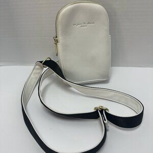 Inicat  White Black Small Crossbody Sling Bag 2 Zippered Pockets Chic